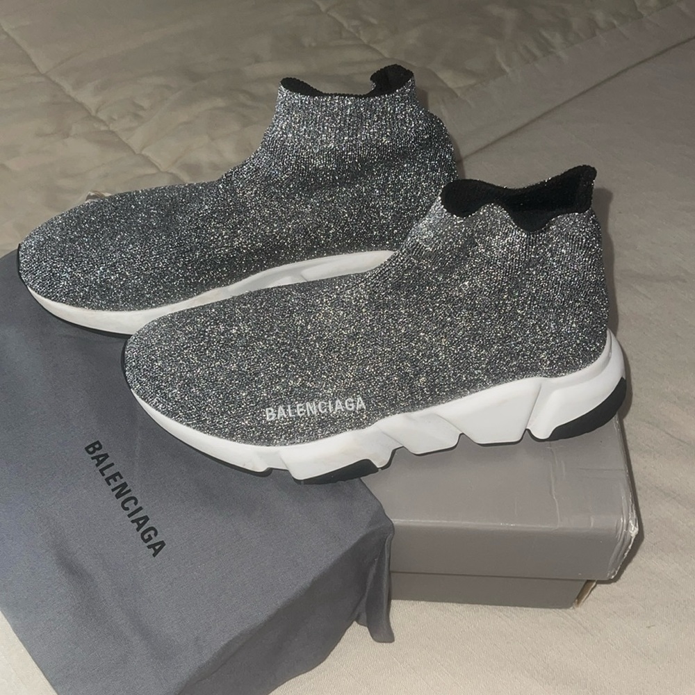 Authentic Balenciaga speed, stretch knit sneakers.